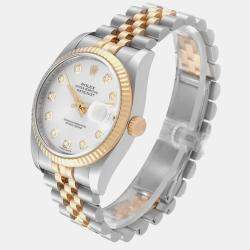 Rolex Datejust Steel Yellow Gold Silver Diamond Dial Men's Watch 116233 36 mm