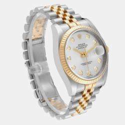 Rolex Datejust Steel Yellow Gold Silver Diamond Dial Men's Watch 116233 36 mm