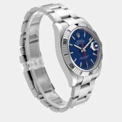 Rolex Datejust Turnograph Steel White Gold Blue Dial Mens Watch 116264