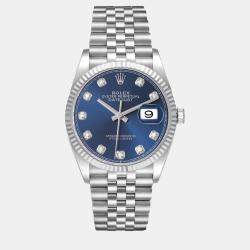 Rolex Datejust Steel White Gold Blue Diamond Dial Men's Watch 126234