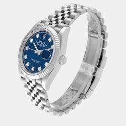 Rolex Datejust Steel White Gold Blue Diamond Dial Men's Watch 126234