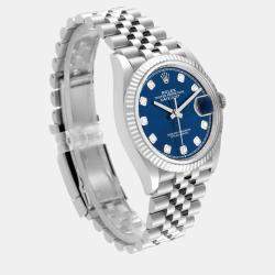 Rolex Datejust Steel White Gold Blue Diamond Dial Men's Watch 126234