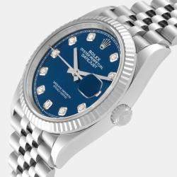 Rolex Datejust Steel White Gold Blue Diamond Dial Men's Watch 126234