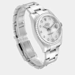 Rolex Datejust Silver Dial Diamond Steel White Gold Men's Watch 116244