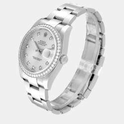 Rolex Datejust Silver Dial Diamond Steel White Gold Men's Watch 116244