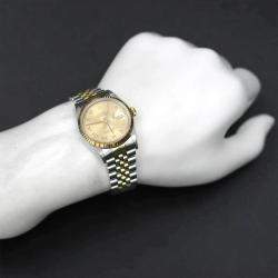 Rolex Champagne 18k Yellow Gold Stainless Steel Datejust 16233 Automatic Men's Wristwatch 36 mm