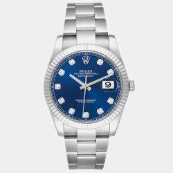 Rolex Datejust 41 Steel White Gold Blue Diamond Dial Mens Watch 126334