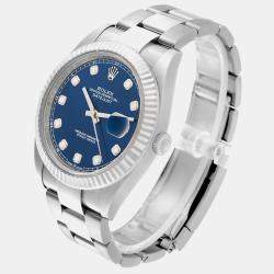 Rolex Datejust 41 Steel White Gold Blue Diamond Dial Mens Watch 126334