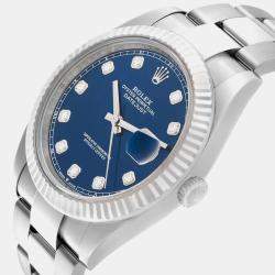 Rolex Datejust 41 Steel White Gold Blue Diamond Dial Mens Watch 126334