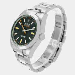 Rolex Milgauss Black Dial Green Crystal Steel Mens Watch 116400  