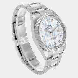 Rolex Datejust 41 Steel White Gold MOP Diamond Dial Mens Watch 126334