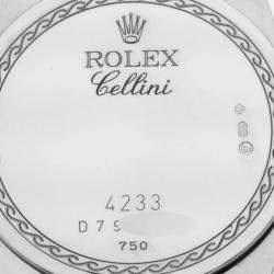 Rolex White 18k White Gold Cellini Danaos 4233 Manual Winding Men's Wristwatch 34 mm