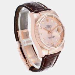 Rolex Datejust Rose Gold Sundust Diamond Dial Men's Watch 116135 36 mm