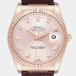 Rolex Datejust Rose Gold Sundust Diamond Dial Men's Watch 116135 36 mm