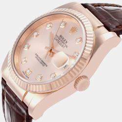 Rolex Datejust Rose Gold Sundust Diamond Dial Men's Watch 116135 36 mm