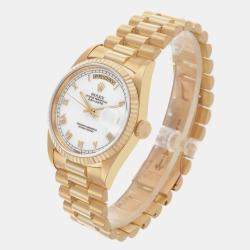 Rolex President Day Date White Roman Dial Yellow Gold Men's Watch 18238 36 mm