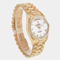 Rolex President Day Date White Roman Dial Yellow Gold Men's Watch 18238 36 mm