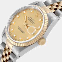 Rolex Datejust Steel Yellow Gold Diamond Dial Men's Watch 36.0 mm