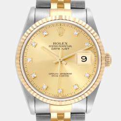 Rolex Datejust Steel Yellow Gold Diamond Dial Men's Watch 36.0 mm