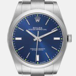 Rolex Oyster Perpetual Blue Dial Steel Men's Watch 39.0 mm