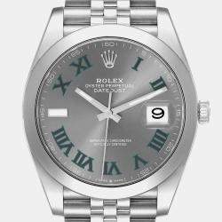 Rolex Datejust Grey Green Wimbledon Dial Steel Men's Watch 41 mm