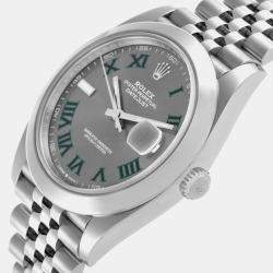 Rolex Datejust Grey Green Wimbledon Dial Steel Men's Watch 41 mm