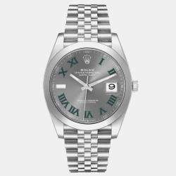 Rolex Datejust Grey Green Wimbledon Dial Steel Men's Watch 41 mm