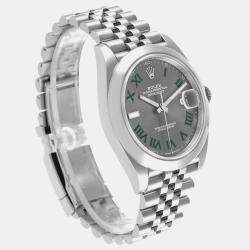 Rolex Datejust Grey Green Wimbledon Dial Steel Men's Watch 41 mm