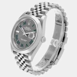 Rolex Datejust Grey Green Wimbledon Dial Steel Men's Watch 41 mm