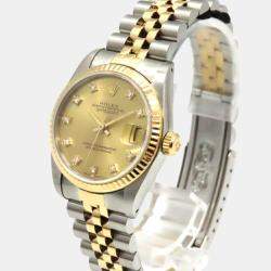 Rolex Champagne Diamond 18k Yellow Gold Stainless Steel Datejust 68273 Automatic Men's Wristwatch 31 mm