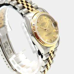 Rolex Champagne Diamond 18k Yellow Gold Stainless Steel Datejust 68273 Automatic Men's Wristwatch 31 mm