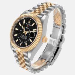 Rolex Sky Dweller Steel Yellow Gold Black Dial Mens Watch 326933  