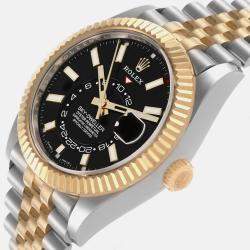 Rolex Sky Dweller Steel Yellow Gold Black Dial Mens Watch 326933  