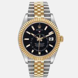 Rolex Sky Dweller Steel Yellow Gold Black Dial Mens Watch 326933  