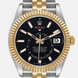 Rolex Sky Dweller Steel Yellow Gold Black Dial Mens Watch 326933  