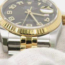 Rolex Brown 18K Yellow Gold Stainless Steel Datejust Automatic Men's Wristwatch 36 mm