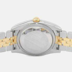 Rolex Brown 18K Yellow Gold Stainless Steel Datejust Automatic Men's Wristwatch 36 mm
