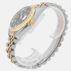 Rolex Brown 18K Yellow Gold Stainless Steel Datejust Automatic Men's Wristwatch 36 mm
