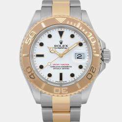 Rolex White 18k Yellow Gold Stainless Steel Yacht-Master 16623 Automatic Men's Wristwatch 40 mm