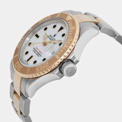 Rolex White 18k Yellow Gold Stainless Steel Yacht-Master 16623 Automatic Men's Wristwatch 40 mm