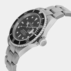 Rolex Black Stainless Steel Submariner 16610 Automatic Men's Wristwatch 40mm