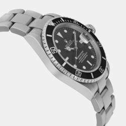 Rolex Black Stainless Steel Submariner 16610 Automatic Men's Wristwatch 40mm