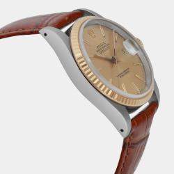 Pre-Owned Rolex Datejust 18K Yellow Gold Steel Champagne Wristwatch 36 mm