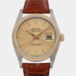 Pre-Owned Rolex Datejust 18K Yellow Gold Steel Champagne Wristwatch 36 mm
