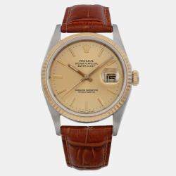 Pre-Owned Rolex Datejust 18K Yellow Gold Steel Champagne Wristwatch 36 mm