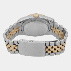 Pre Owned Rolex Champagne Diamond 18k Yellow Gold Stainless Steel Datejust 16233 Automatic Men's Wristwatch 36 mm