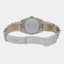 Pre Owned Rolex Champagne Diamond 18k Yellow Gold Stainless Steel Datejust 16233 Automatic Men's Wristwatch 36 mm