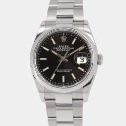 Rolex Black Stainless Steel Datejust 126200 Automatic Men's Wristwatch 36 mm