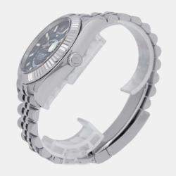 Rolex Blue 18k White Gold Stainless Steel Sky-Dweller 336934 Automatic Men's Wristwatch 42 mm