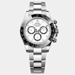 Rolex White Stainless Steel Daytona Automatic Men's Wristwatch 40 mm